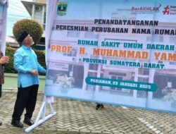 RSUD Kota Pariaman Resmi Berganti Nama Menjadi RSUD Prof H Muhammad Yamin
