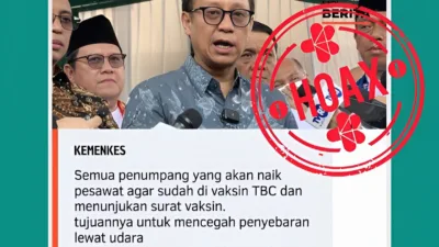 Hoaks! Tidak Ada Aturan Vaksin TBC Buat Naik Pesawat
