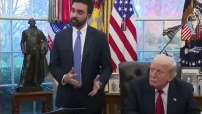 Photo Presiden AS Donald Trump menerima kunjungan Zohran Mamdani, yang baru saja memenangkan kursi Mayor New York City. Pertemuan di Oval Office. ( Photo Dok Redaksi )