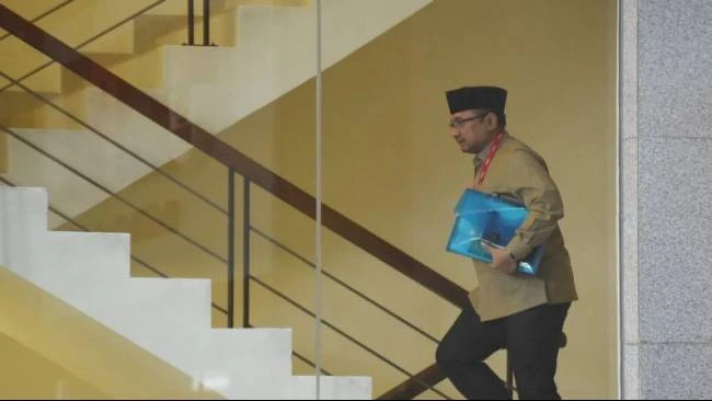 KPK Menetapkan Mantan Menag Yaqut Cholil Qaumas sebagai tersangka dalam pemeriksaan di gedung Merah Putih Jakarta ( Dok Humas KPK ).