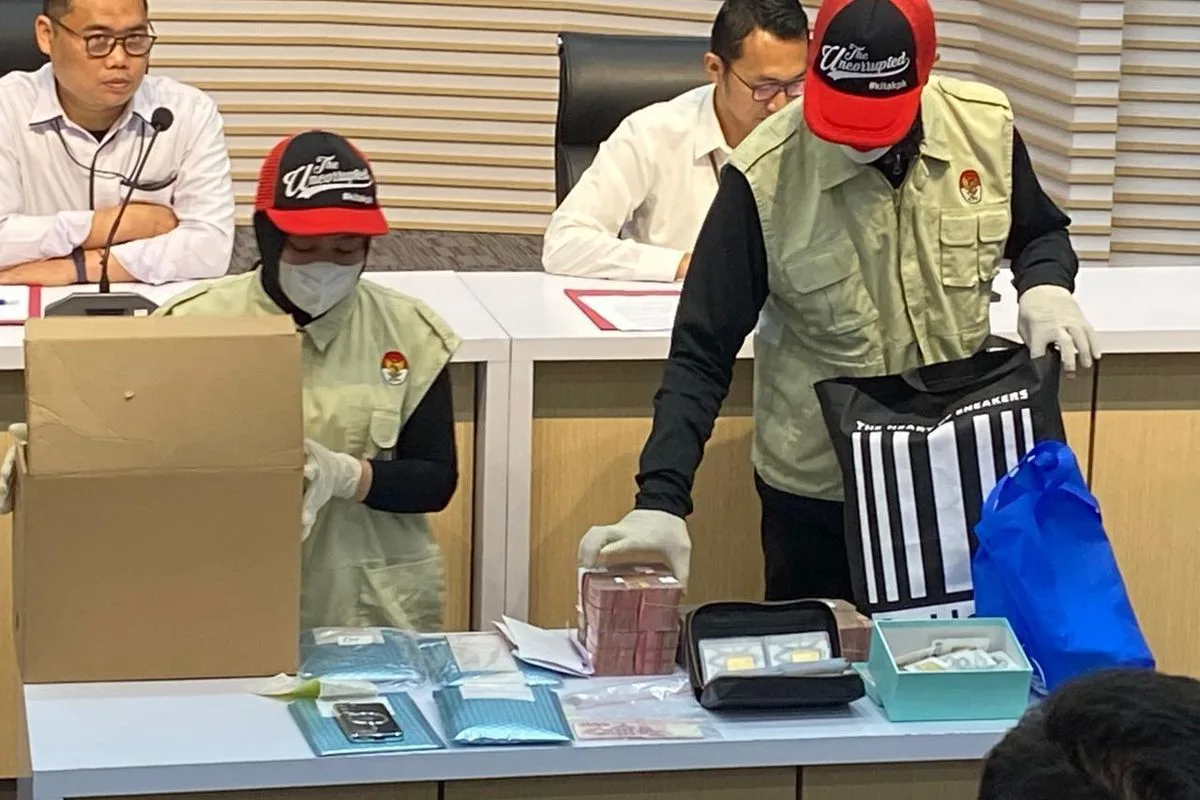 Konferensi Pers KPK terhadap Kasus Operasi Tangkap Tangan (OTT) Direktorat Jenderal Pajak (DJP) Kantor Wilayah Jakarta Utara, (Dok Humas KPK).