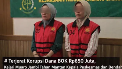 Kejaksaan Negeri (Kejari) Muaro Jambi resmi menahan dua tersangka dalam perkara dugaan tindak pidana korupsi pengelolaan Dana Bantuan Operasional Kesehatan (BOK) dan Tambahan Penghasilan Pegawai (TPP) di Puskesmas Kebun IX, Kecamatan Sungai Gelam.