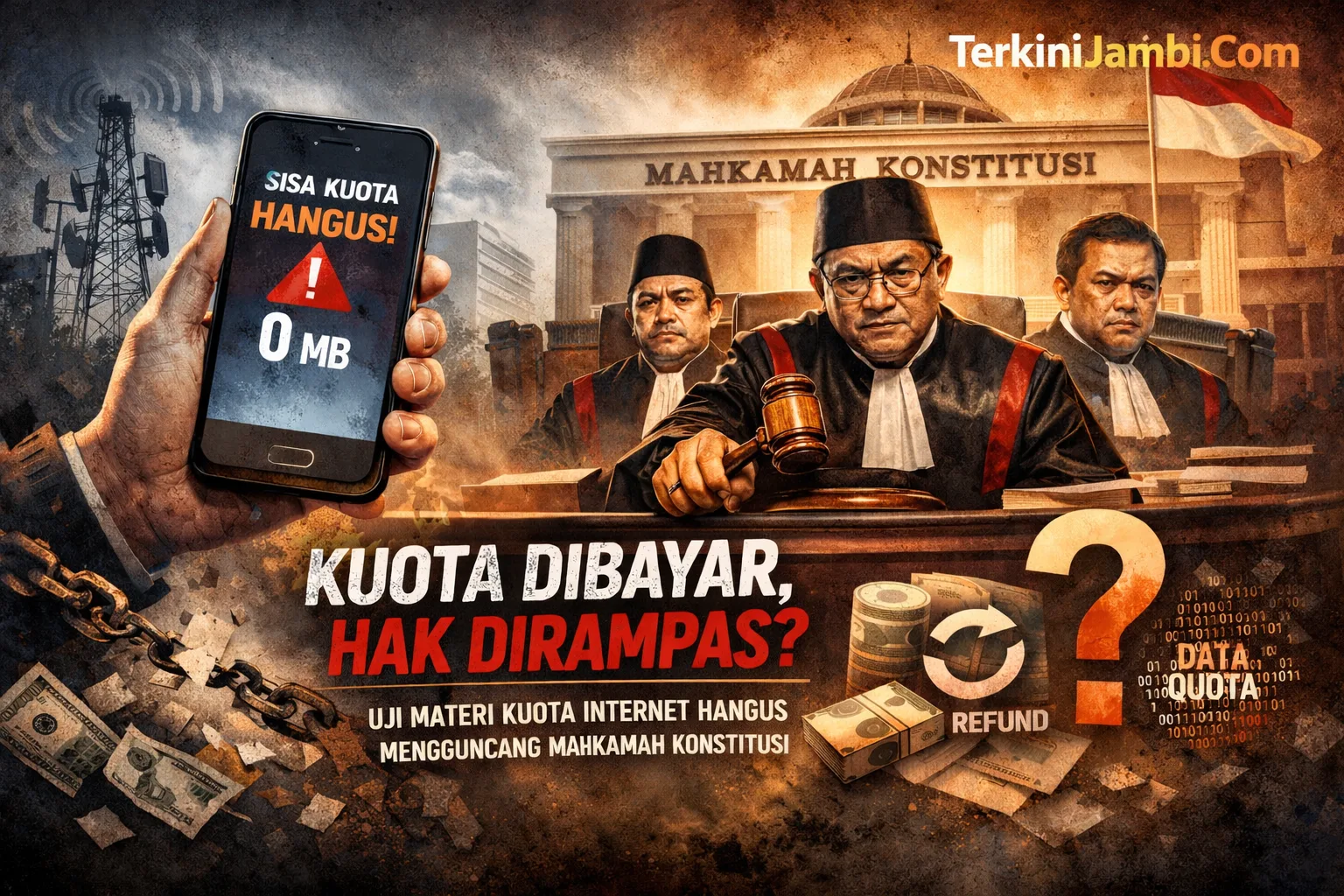 Gambar Ilustrasi Praktik hangusnya sisa kuota internet akhirnya digugat ke meja konstitusi. (Dok Redaksi/Ist).