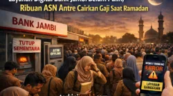 Layanan Digital Bank Jambi Belum Pulih, Ribuan ASN Antre Cairkan Gaji Saat Ramadan