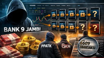 Pengusutan kasus dugaan peretasan rekening nasabah Bank 9 Jambi memasuki babak baru setelah aliran dana hasil transaksi ilegal berhasil ditelusuri hingga ke platform kripto dan sejumlah wallet penampung.