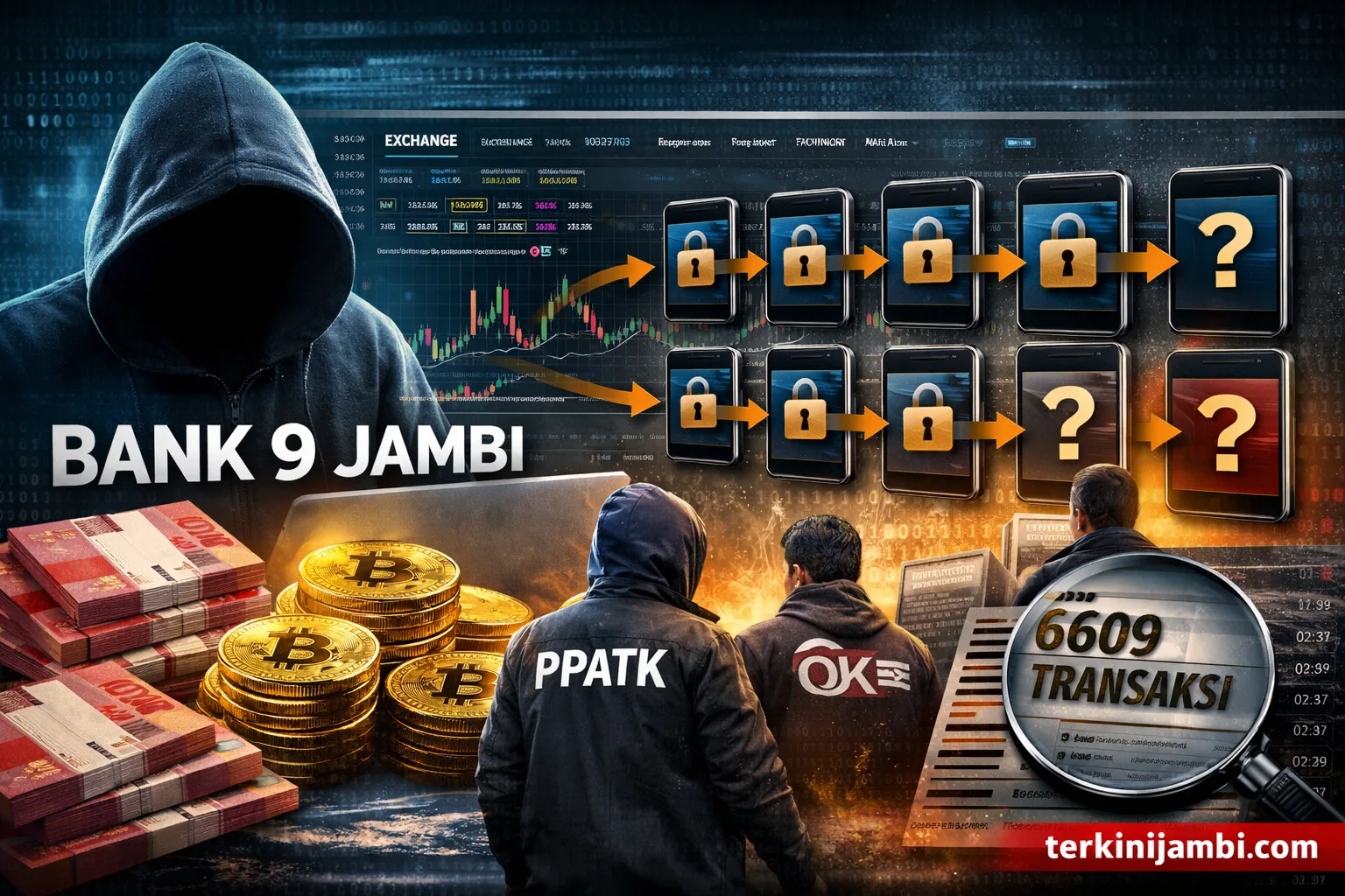 Pengusutan kasus dugaan peretasan rekening nasabah Bank 9 Jambi memasuki babak baru setelah aliran dana hasil transaksi ilegal berhasil ditelusuri hingga ke platform kripto dan sejumlah wallet penampung.