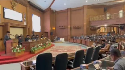 Dewan Perwakilan Rakyat Daerah (DPRD) Kabupaten Muaro Jambi menggelar rapat paripurna dalam rangka penyampaian rekomendasi terhadap Laporan Keterangan Pertanggungjawaban (LKPJ) Bupati Muaro Jambi Tahun Anggaran 2025