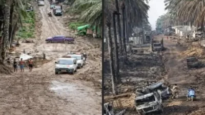 Kebakaran hebat kembali terjadi di lokasi sumur minyak ilegal di Kabupaten Musi Banyuasin (Muba), Sumatera Selatan.