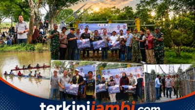Bupati Muaro Jambi Bambang Bayu Suseno membuka dan menghadiri Lomba perahu Tradisional di Objek Wisata Danau Tangkas
