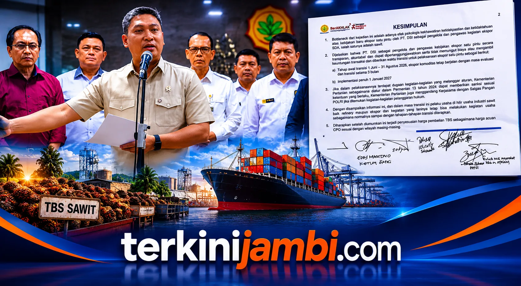 Kementerian Pertanian RI menggelar rapat koordinasi dan konferensi pers bersama berbagai pihak terkait, mulai dari Gabungan Pengusaha Kelapa Sawit Indonesia (GAPKI), asosiasi petani sawit, perusahaan sawit, hingga Satgas Pangan Polri.