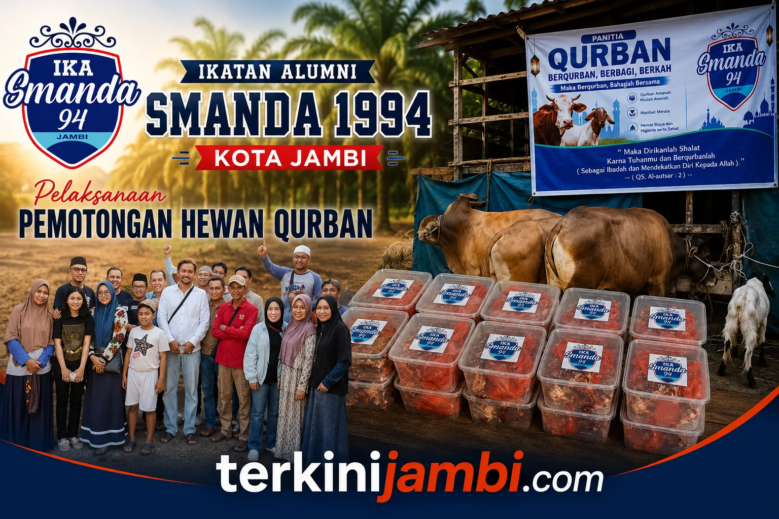 Ikatan Alumni SMA Negeri 2 (IKA SMANDA) Angkatan 1994 Kota Jambi kembali melaksanakan penyembelihan hewan kurban pada momentum Hari Raya Iduladha 1447 Hijriah