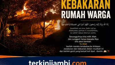 Sebuah rumah milik Halil Azis yang berada di RT 04 RW 02, Jalur Dua Desa Tanjung Sari Unit 22, Kecamatan Bahar Selatan, Kabupaten Muaro Jambi, ludes dilalap api pada Selasa (9/6/2026)