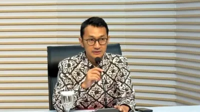 Juru Bicara KPK Budi Prasetyo saat menggelar jumpa Pers di gedung Merah Putih KPK